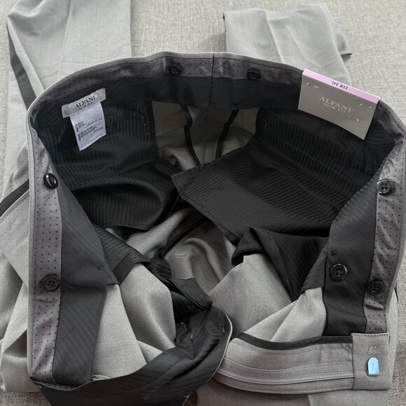 New Mens ALFATECH ALFANI Suit Pants Gray Black Stripe 32W 34L Slim Fit $135 - Picture 7 of 16